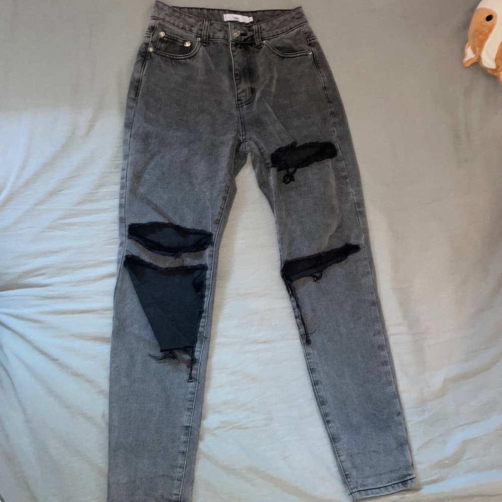 Adika high waisted black ripped jeans